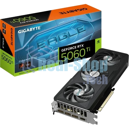 Видеокарта Gigabyte GeForce RTX 5060Ti Eagle Max OC, NVIDIA RTX 5060 Ti, 16G GDDR7, 128 бит, PCI-e 5.0, 1xHDMI, 3xDP, 2617 МГц