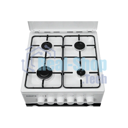 Плита комбинированная Kraft KF-FSK5302EW белый, конфорок 4 газовых, духовка 58 л, 50 см x 85.5 см x 55 см