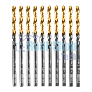 Сверло по металлу Denzel 3 мм, HSS-Tin, Golden Tip, 10 шт.