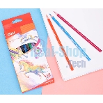 Карандаши цветные Deli EC00300 ColoRun, трехгранный профиль, тополь, 12 цветов, коробка с европодвесом
