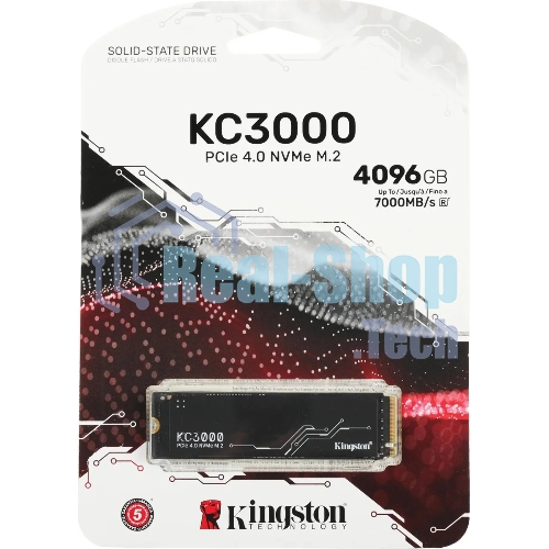 Накопитель SSD Kingston KC3000, 4Tb, PCIe 4.0 x4, M.2 2280, NVMe, R/W 7000/7000, с радиатором