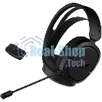Гарнитура ASUS TUF Gaming H1 Wireless чёрный, беспроводная + проводная, USB/USB-C, до 15 ч, виртуальный 7.1, шумоподавление микрофона