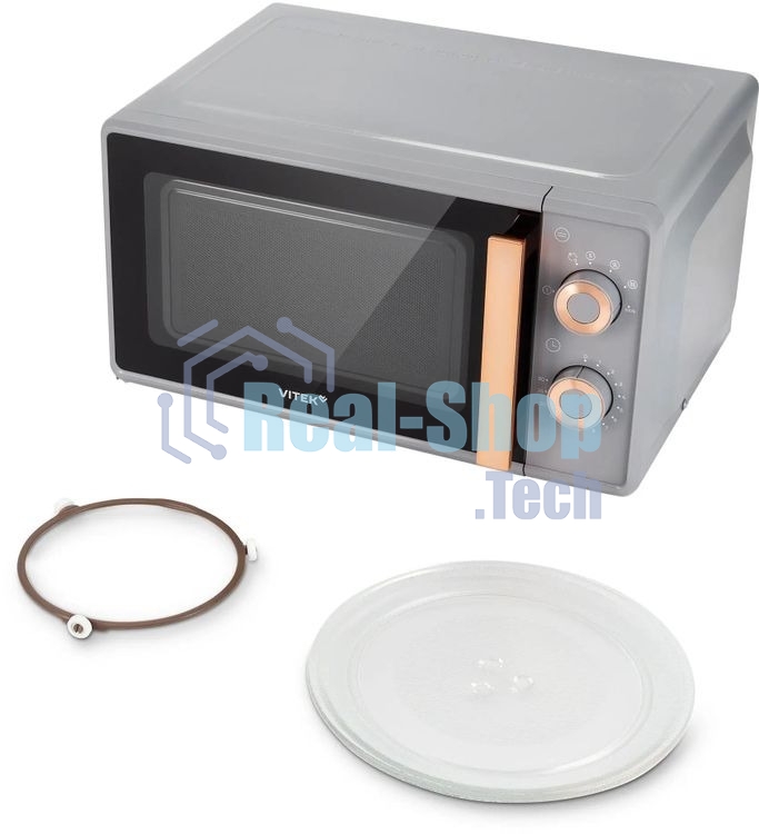 Микроволновая печь Vitek VT-MW1920 серый/золотистый, 20 л, 700 Вт, переключатели — поворотный механизм