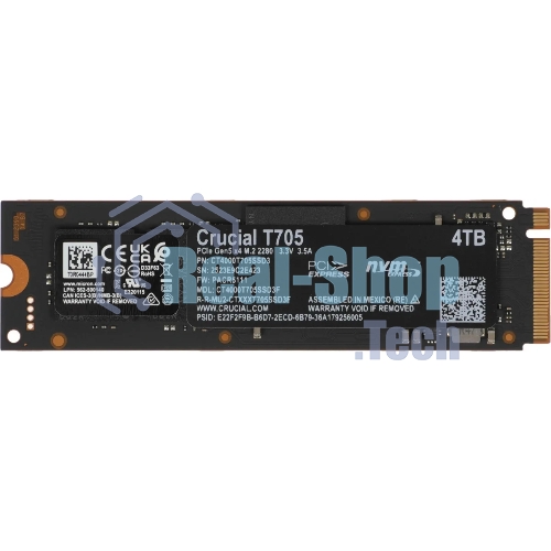 Накопитель SSD Crucial T705 4Tb PCIe Gen5 NVMe M.2 SSD CT4000T705SSD3