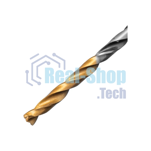 Сверло спиральное по металлу Denzel 3 x 61мм, Р6М5, Golden Tip, многогранная заточка, 2 шт.
