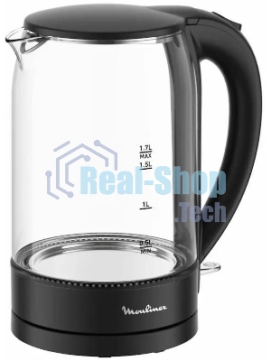 Чайник электрический Moulinex BY1S08F0 1.7 л, 2200 Вт, черный/прозрачный корпус: стекло/пластик