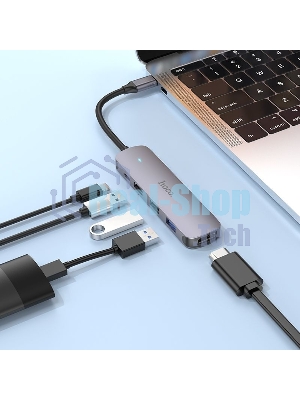 USB-концентратор Hoco HB27, USB Type-C, HDMI/PD/USB 3.0/USB 2.0, USB Type-C