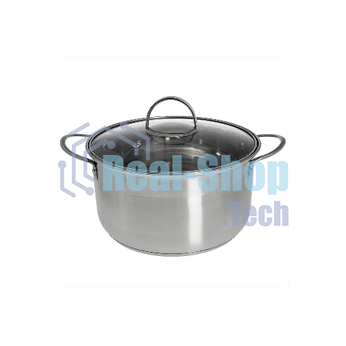 Кастрюля WEBBER BE-349/2 4,8 л, 22 см, из нержавеющей стали со стеклянной крышкой