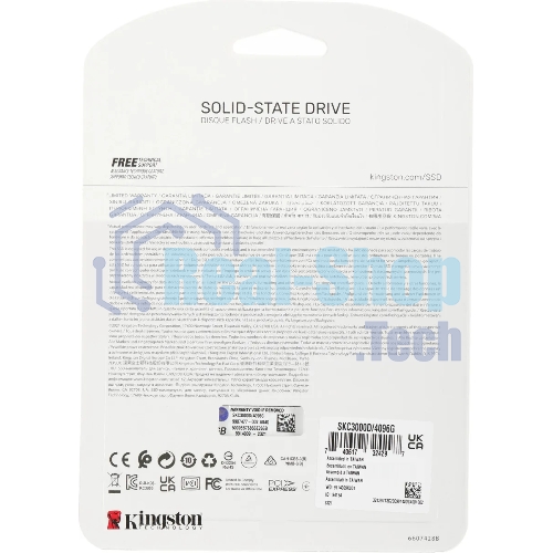 Накопитель SSD Kingston KC3000, 4Tb, PCIe 4.0 x4, M.2 2280, NVMe, R/W 7000/7000, с радиатором