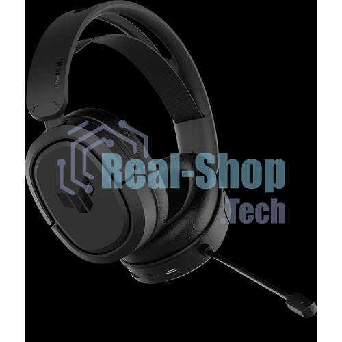 Гарнитура ASUS TUF Gaming H1 Wireless чёрный, беспроводная + проводная, USB/USB-C, до 15 ч, виртуальный 7.1, шумоподавление микрофона