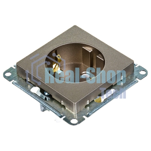 Механизм розетки 1-м СП AtlasDesign с заземл. 16А шампань SchE ATN000543