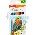 Карандаши цветные Deli EC00200 Color Emotion, трехгранный профиль, липа, 12 цветов, коробка с европодвесом (12шт)