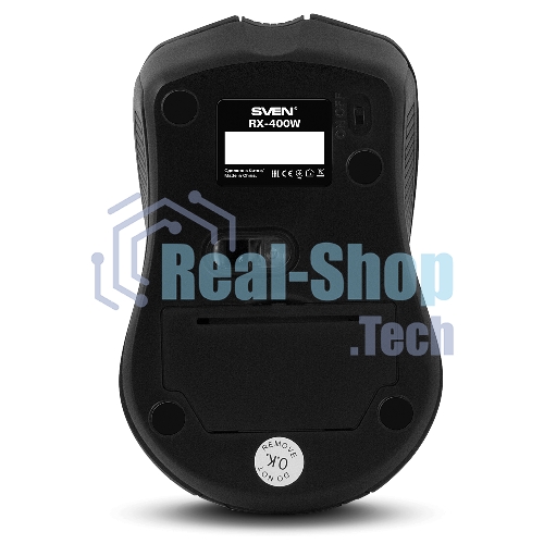 Мышь беспроводная SVEN RX-400W черный, 1400 dpi, радиоканал, USB, кнопки - 4