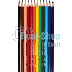 Карандаши цветные Deli EC00200 Color Emotion, трехгранный профиль, липа, 12 цветов, коробка с европодвесом (12шт)