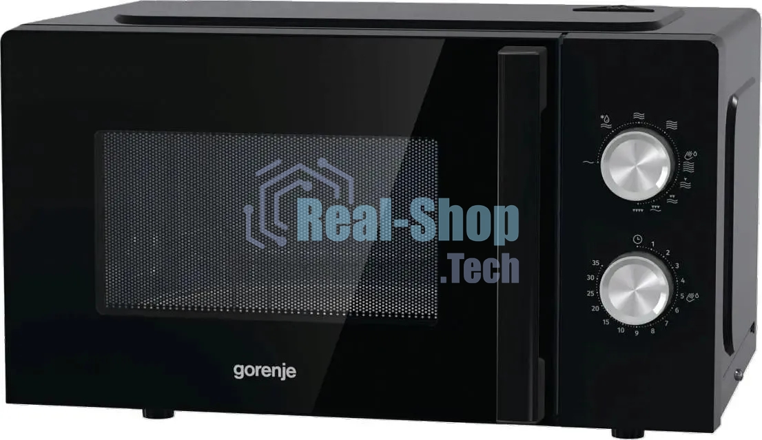 Микроволновая печь Gorenje MO20E2BH черный, 20 л, 800 Вт, переключатели - поворотный механизм