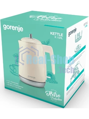 Чайник электрический Gorenje K15RL 1.7 л, 2200 Вт, бежевый (корпус: металл/пластик)