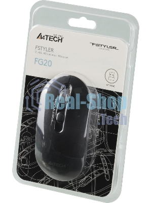Мышь беспроводная A4Tech Fstyler FG20 серый, 2000 dpi, радиоканал, USB, кнопки - 4