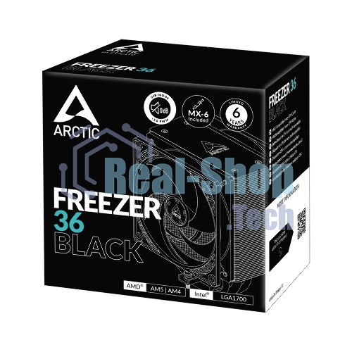 Кулер для процессора Arctic Freezer 36 черный, 120 мм, алюминий/медь, 1800 об/мин, 22.5 дБ, 4 pin, 200 Вт, 159 мм