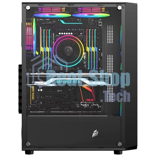 Компьютерный корпус 1STPLAYER FD3 Black, ATX, 4x120мм LED fans inc.