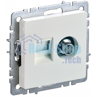 Розетка телевизионная двойная TV+RJ45 IEK BRITE РТВ/РК12-БрЖ кат.5E жемчуг