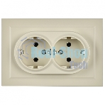Розетка 2-местная IEK BRITE РС12-3-БрКр (BR-R21-16-K10-F) с заземлением, без защитных шторок, 16А в сборе, бежевый