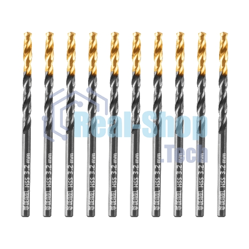 Сверло по металлу Denzel 3,2 мм, HSS-Tin, Golden Tip, 10 шт.