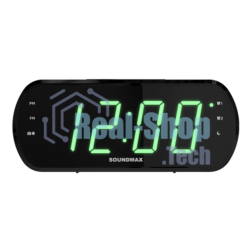 Радиочасы Soundmax SM-1562U (черный с зеленым)