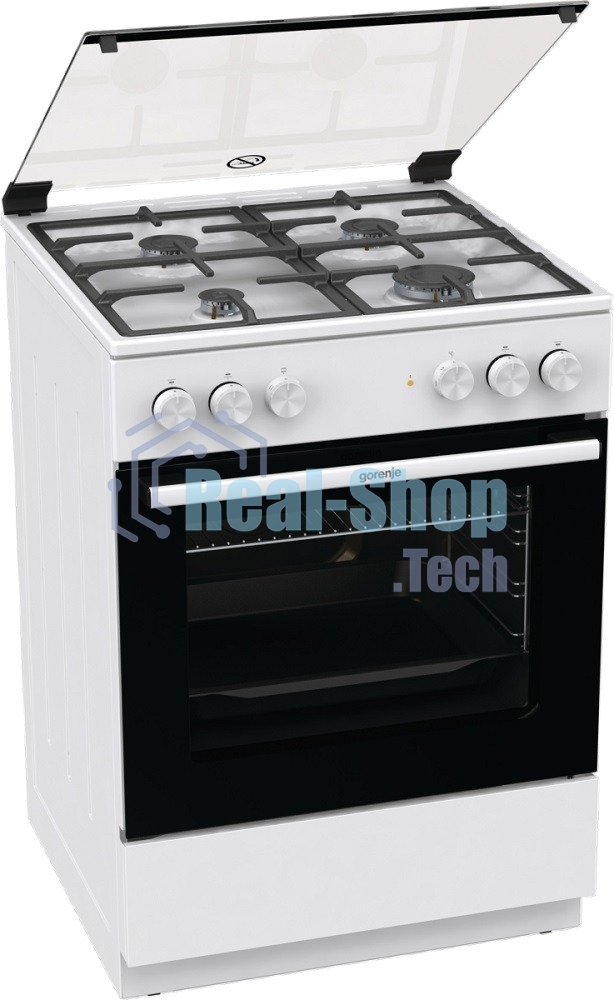 Плита комбинированная Gorenje GK6A20WF белый, конфорок 4 газовых, духовка 65 л, 60 см x 85 см x 60 см