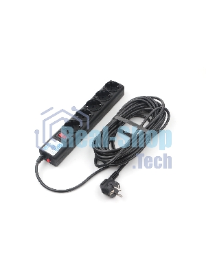 Сетевой фильтр Powercube SPG5-10M 10 м, 5 розеток, черный, коробка
