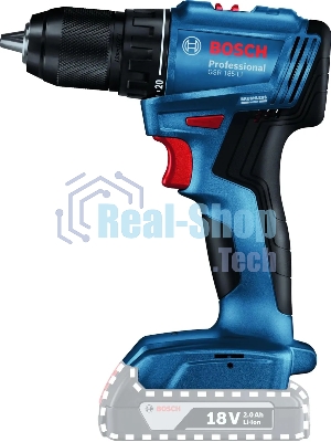 Дрель-шуруповерт Bosch GSR 185-LI Аккумуляторная, 18В, Без АКБ и ЗУ, Кейс