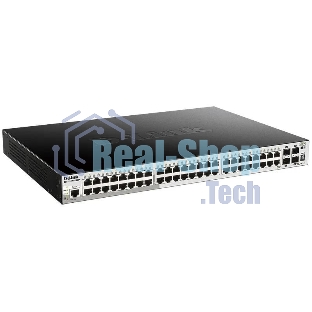 Kоммутатор D-Link DGS-1510-52XMP/A2A PROJ Управляемый L2+ стекируемый с 48 портами 10/100/1000Base-T и 4 портами 10Gbase-X SFP+ (48 портов PoE 802.3af/at, PoE-бюджет 370 Вт; 740 Вт с DPS-700)