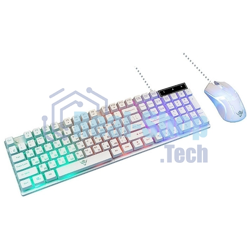 Комплект клавиатура+мышь Nakatomi KMG-2305U проводной, USB, 1600 DPI, белый