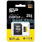 Флеш карта microSDXC 256Gb Silicon Power SP256GbSTXLA2V1NSP Inspire V30 A2 + adapter