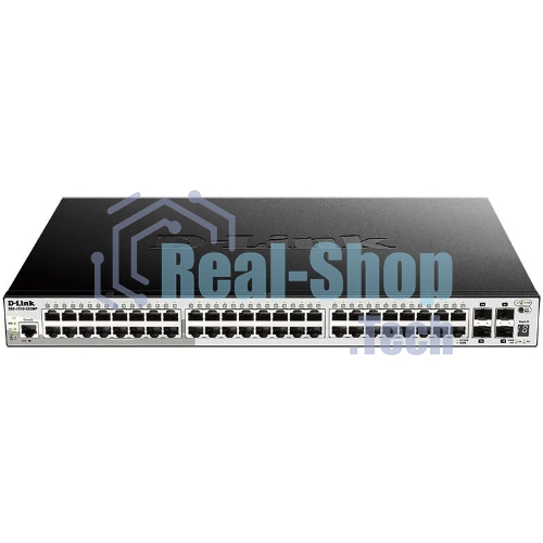 Kоммутатор D-Link DGS-1510-52XMP/A2A PROJ Управляемый L2+ стекируемый с 48 портами 10/100/1000Base-T и 4 портами 10Gbase-X SFP+ (48 портов PoE 802.3af/at, PoE-бюджет 370 Вт; 740 Вт с DPS-700)