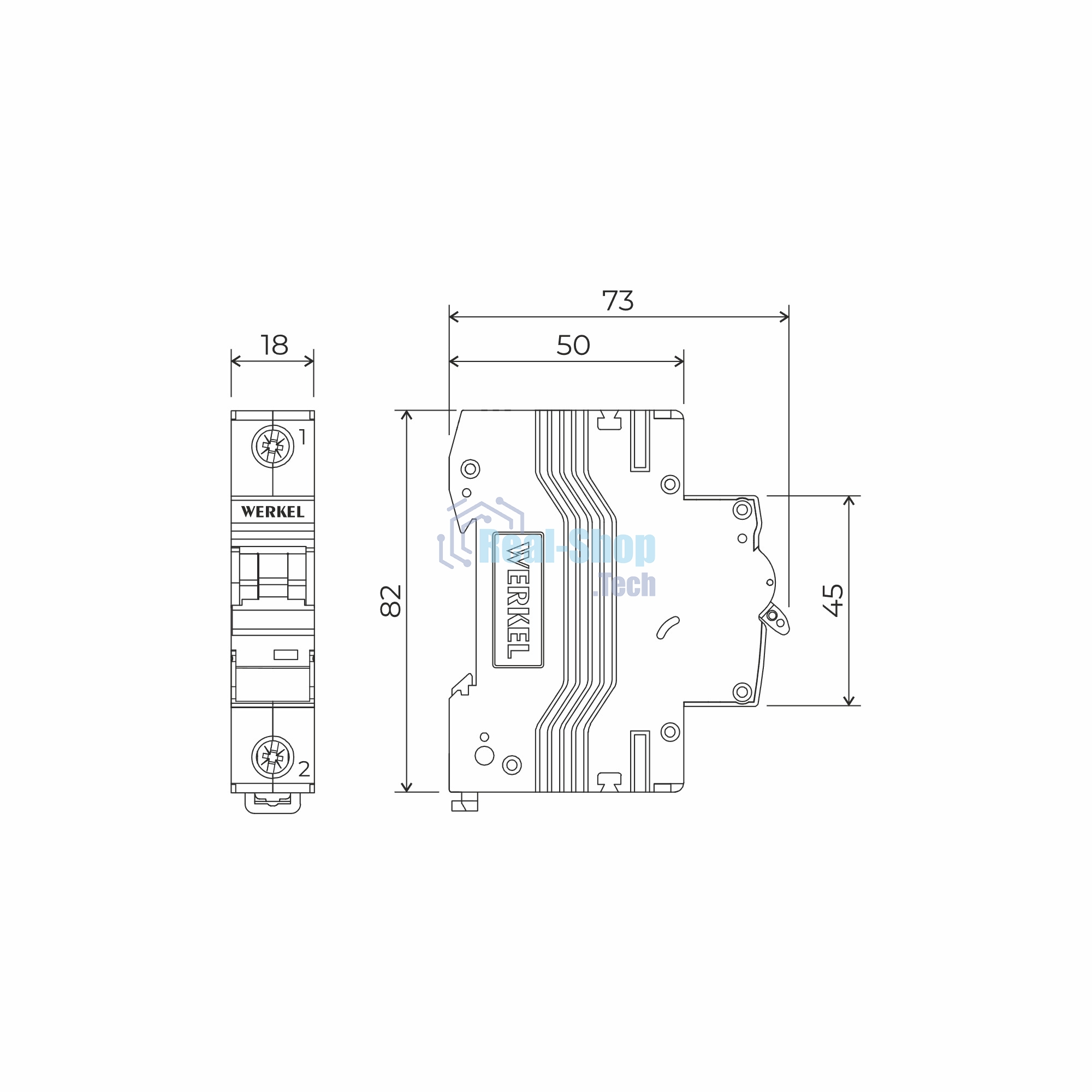 Автоматический выключатель Werkel 1P 25 A C 4,5 kА W901P254