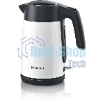 Чайник электрический Bosch TWK7L461, 1.7 л, 2400 Вт., нерж.сталь, покрытая эмалью, белый,шкала уровня воды