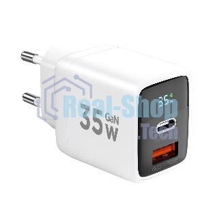 Сетевое зарядное устройство с дисплеем Cablexpert MP3A-PC-52, 35Вт GaN, QC3.0/PD3.0, 1хUSB, 1хType-C, белый, коробка