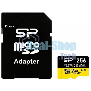 Флеш карта microSDXC 256Gb Silicon Power SP256GbSTXLA2V1NSP Inspire V30 A2 + adapter