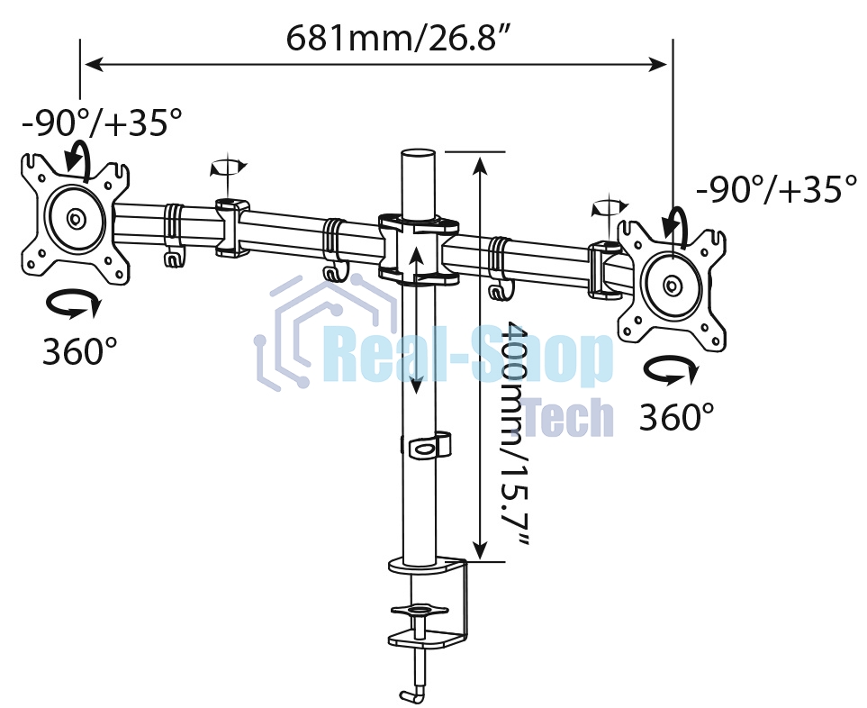 Кронштейн для мониторов Cactus CS-VM-D29-BK черный 13
