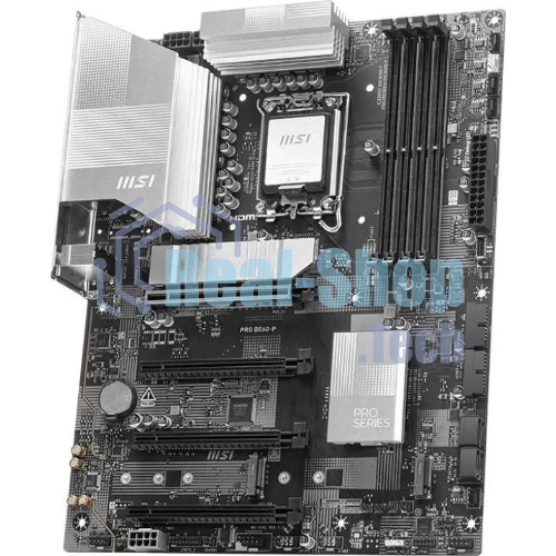 Материнская плата MSI PRO B860-P, LGA 1851, Intel B860, 4xDDR5, 4xSATA, 3xM.2, 1xPCIe 5.0 x16, 1xPCIe 4.0 x4, 2xPCIe 4.0 x1, 1xHDMI, 1xDP, 1xUSB-C, 1x 5Gb LAN, 2xUSB-A 3.2 Gen 2, 2xUSB-A 3.2 Gen 1, 4xUSB-A 2.0, 3x3.5 мм, 7.1, ATX