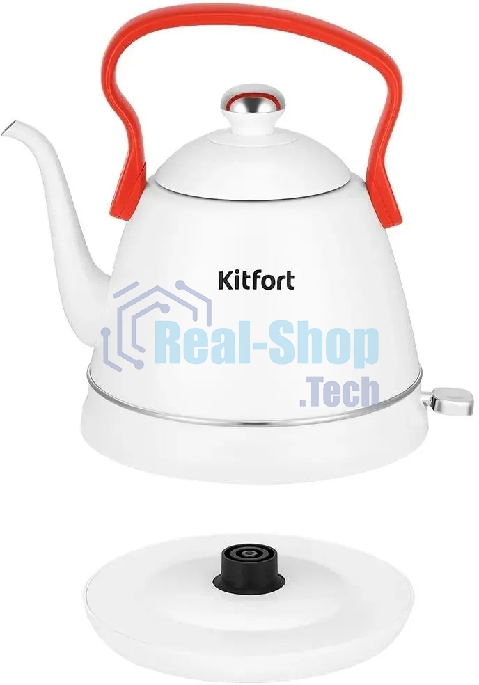 Чайник электрический Kitfort КТ-6793 1л. 1500Вт белый/красный корпус: металл
