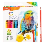 Карандаши цветные Deli EC00220 Color Emotion, трехгранный профиль, липа, 24 цвета, коробка с европодвесом (24шт)