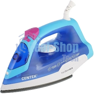 Утюг Centek CT-2348 синий/белый, 1600 Вт, 20 г/мин, 80 г/мин, 200 мл
