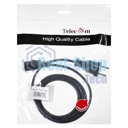Кабель компьютер - розетка 1,5 м 220V (Европейский стандарт) VCOM/TELECOM