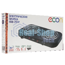 Плита настольная электрическая ECON ECO-211HP черный, 2 кВт, ТЭН, конфорки - 2, эмаль, поворотные переключатели