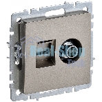 Розетка телевизионная двойная TV+RJ45 IEK Brite РТВ/РК12-БрШ (BR-AK20-1-K37) кат.5E шампань