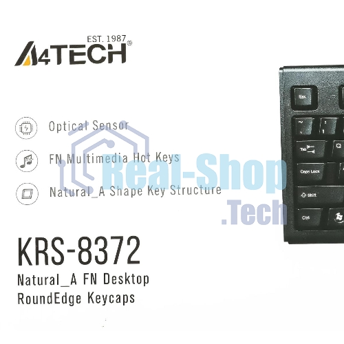 Комплект клавиатура+мышь A4Tech KRS-8372 проводной, USB, 1200 DPI, чёрный
