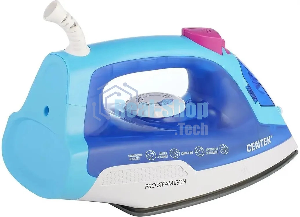 Утюг Centek CT-2348 синий/белый, 1600 Вт, 20 г/мин, 80 г/мин, 200 мл