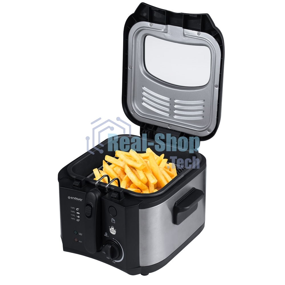 Фритюрница ENDEVER Skyline FR-115 чёрный/металлик, 1800 Вт, 2.5 л, 0.6 кг, антипригарное покрытие
