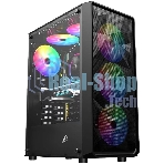 Компьютерный корпус 1STPLAYER FD3 Black, ATX, 4x120мм LED fans inc.